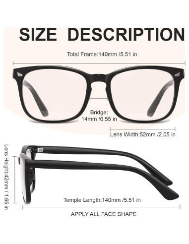 Gafas de luz azul Hunsquer unisex con lentes HD claras