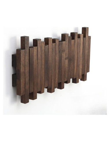 Perchero de Pared GOGREEBELL de Madera Acacia 5 Ganchos