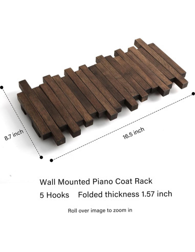Perchero de Pared GOGREEBELL de Madera Acacia 5 Ganchos