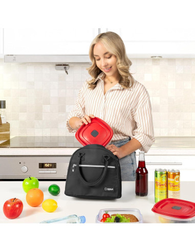 Caja de Almuerzo Aislada OPUX Negra 28x18x23 cm para Mujeres