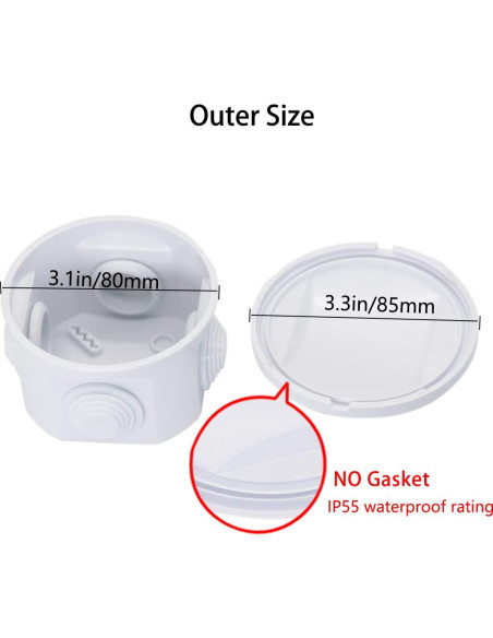Caja de Conexiones Zulkit IP55 Plástico ABS 80x50mm Blanca Caja de Conexiones Zulkit IP55 Plástico ABS 80x50mm Blanca