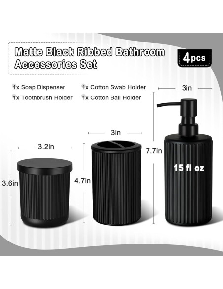 Juego de Accesorios de Baño KASUNTING Negro Mate 4 Piezas Juego de Accesorios de Baño KASUNTING Negro Mate 4 Piezas