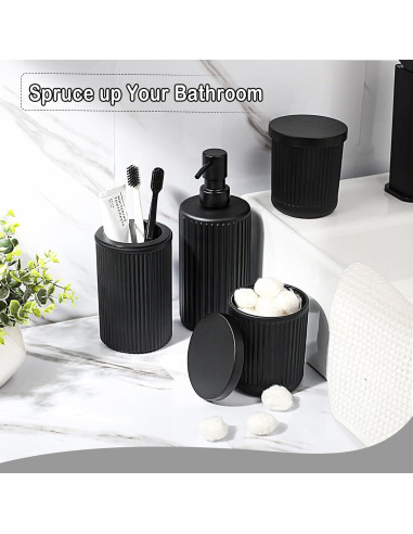 Juego de Accesorios de Baño KASUNTING Negro Mate 4 Piezas