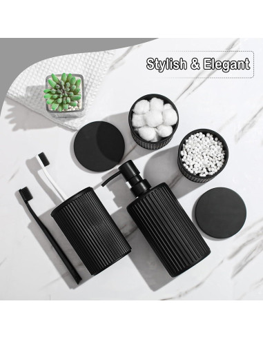 Juego de Accesorios de Baño KASUNTING Negro Mate 4 Piezas