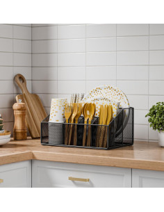 Soporte Organizador de Cubiertos Desechables Hordely Negro 2