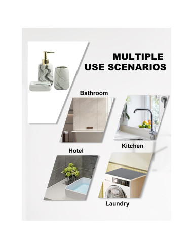 Juego de Accesorios de Baño Cerámica Estilo Mármol 3 Piezas