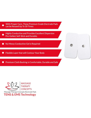 Electrodos TENS Conceptos de Terapia de Masaje X-Large 20 Piezas