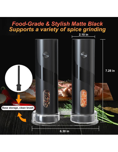 Juego de Molinillos Eléctricos de Sal y Pimienta JIDSPWLS 2 Piezas