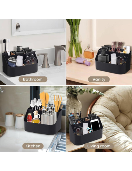 Soporte para Cepillos de Dientes Negro Ayswupt 2 Piezas 5 Compartimentos Soporte para Cepillos de Dientes Negro Ayswupt 2 Piezas 5 Compartimentos