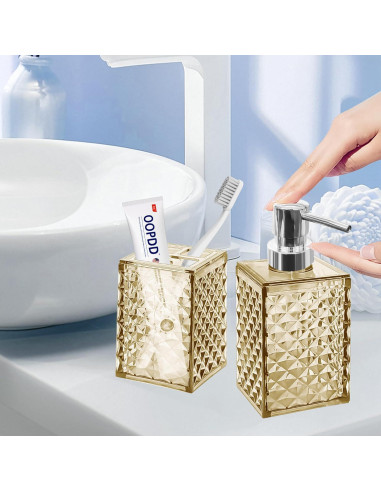 Juego de Baño Boho 2 Pcs CDorigin Beige - Dispensador y Soporte
