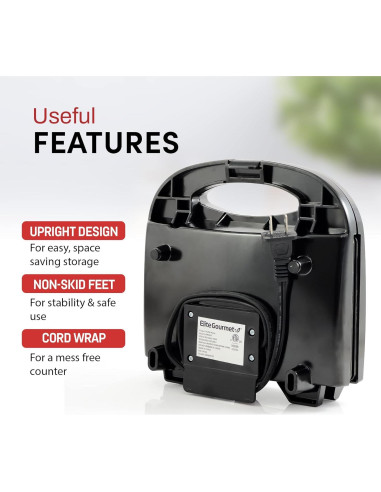 Horno de Waffles Belgas Elite Gourmet EWM-2207, 2 Rebanadas