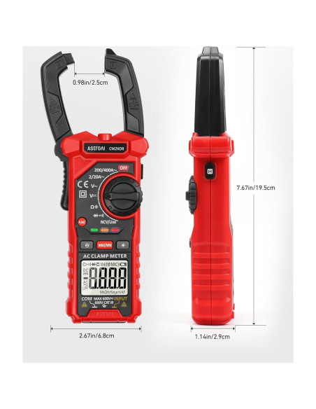 Medidor de Pinza Digital AstroAI 2000 Cuentas AC/DC Negro Medidor de Pinza Digital AstroAI 2000 Cuentas AC/DC Negro