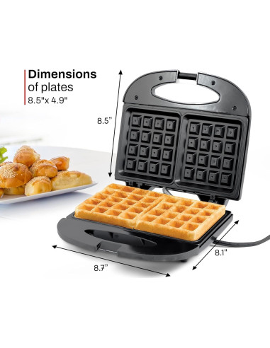 Horno de Waffles Belgas Elite Gourmet EWM-2207, 2 Rebanadas