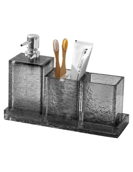 Juego de Accesorios de Baño Haocoott 4 Piezas Gris Resina Juego de Accesorios de Baño Haocoott 4 Piezas Gris Resina