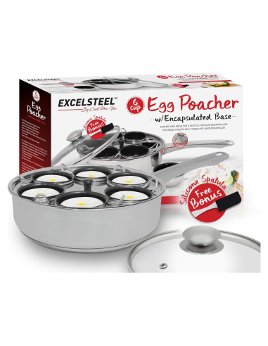Poachador de Huevos ExcelSteel 6 Tazas Acero Inoxidable