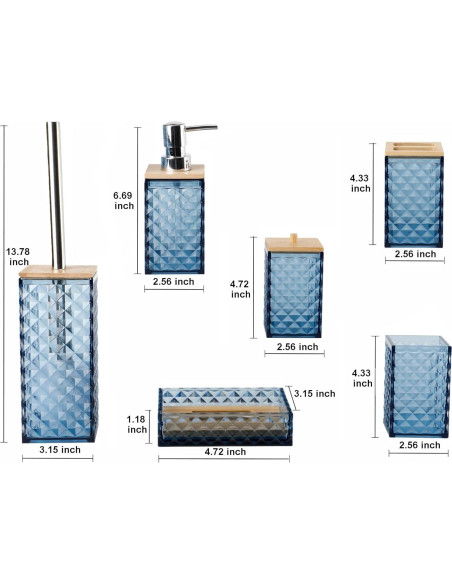 Juego de Accesorios de Baño Azul TUANYO 6 Piezas Acrílico Juego de Accesorios de Baño Azul TUANYO 6 Piezas Acrílico