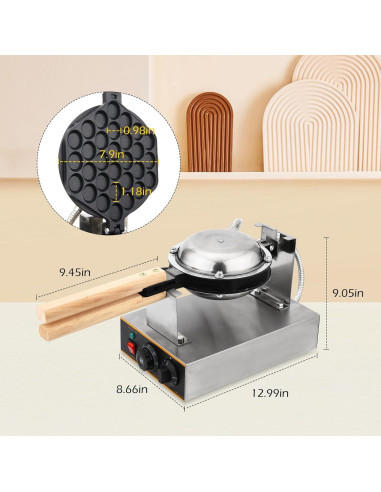 Máquina de Waffles Dyna-Living 1400W Acero Inoxidable