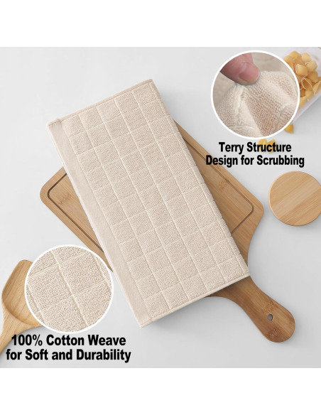 Toallas de Cocina Homaxy 100% Algodón Beige 30.48x30.48 cm - Paquete de 6 Toallas de Cocina Homaxy 100% Algodón Beige 30.48x30.48 cm - Paquete de 6