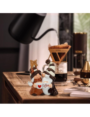 Gnomos de Café Zonling Decoración de Mesa 11.4 cm Hecho a Mano