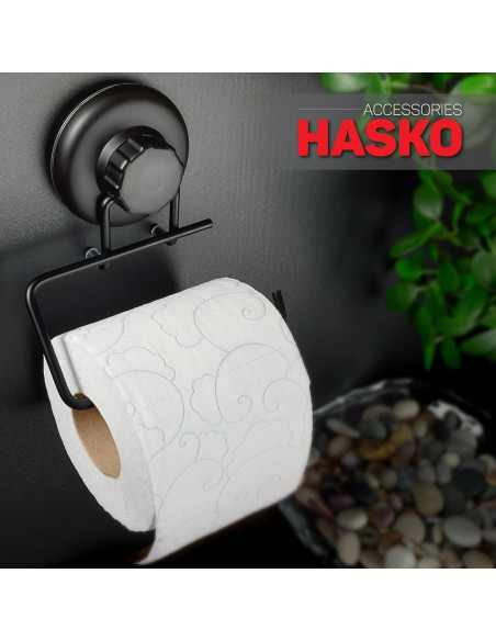 Soporte de Papel Higiénico HASKO Negro Acero Inoxidable Ventosa Soporte de Papel Higiénico HASKO Negro Acero Inoxidable Ventosa