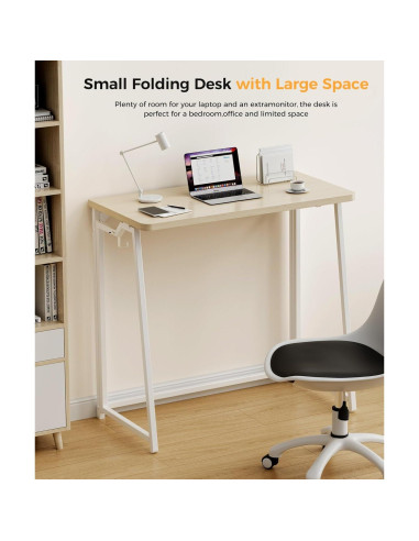 Escritorio Plegable Pequeño POLWKZU Roble 80 cm para Oficina