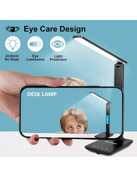 Lámpara de Escritorio LED LAOPAO con Cargador Inalámbrico USB Lámpara de Escritorio LED LAOPAO con Cargador Inalámbrico USB