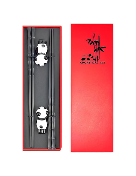 Juego de Palillos Reutilizables ITXIYC con Soporte Panda 2 Pares Juego de Palillos Reutilizables ITXIYC con Soporte Panda 2 Pares