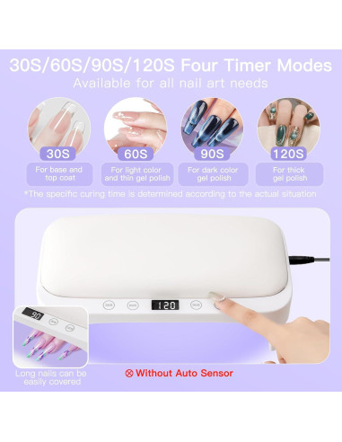 Lámpara de Uñas UV Madenia con Reposabrazos y Guantes, 25cm