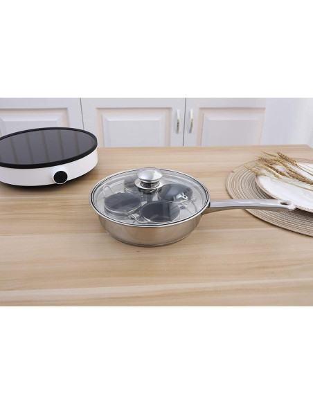 Sartén para pochar huevos CozyKit 4 tazas acero inoxidable Sartén para pochar huevos CozyKit 4 tazas acero inoxidable