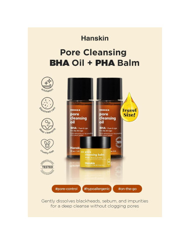 Hanskin Set Mini Limpiadores BHA y PHA 30ml + 8g Viaje