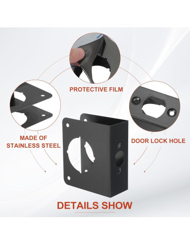 Placa de Refuerzo para Puerta PATIKIL 44.5mm Acero Inoxidable Negra