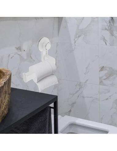 Soporte de Papel Higiénico de Ventosa Operitacx Blanco ABS