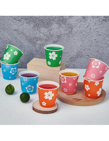 Vasos Desechables de Papel LITOPAK 400 Paquete 3oz Coloridos