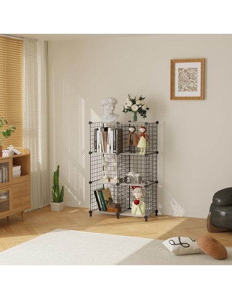 Organizador de Almacenamiento AWTATOS 6 Cubos Apilables Negro Organizador de Almacenamiento AWTATOS 6 Cubos Apilables Negro