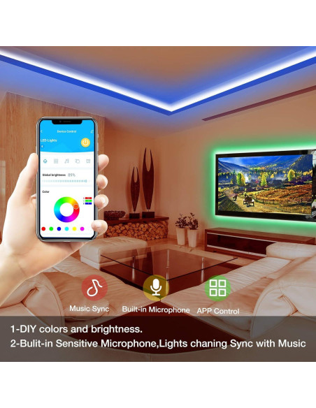 Tiras LED RGB DAYBETTER 15,24 m Control APP Multicolor Tiras LED RGB DAYBETTER 15,24 m Control APP Multicolor