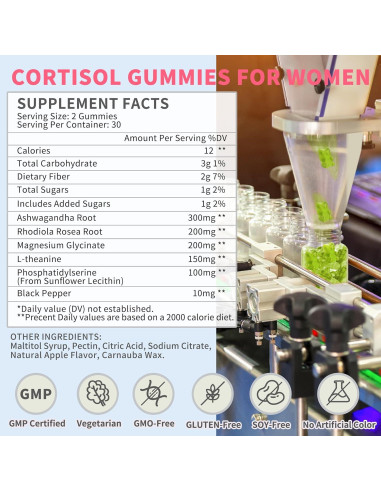 Gomitas de Cortisol HUDETEX para Mujeres 60 Unidades Sabor Manzana