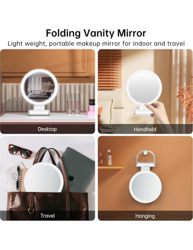 Espejo de Aumento Alovely LED 1X/10X Plegable para Viaje