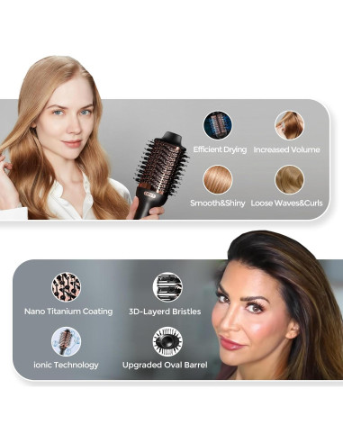 Cepillo Secador de Cabello TYMO HC300 4 en 1 Dorado