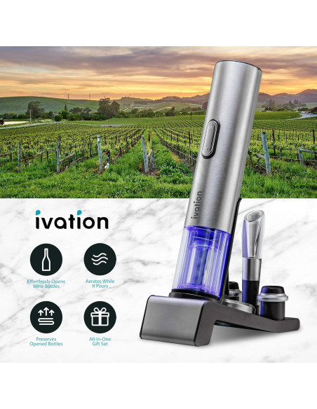 Juego de Vino 6 en 1 Ivation - Abrebotellas Eléctrico y Más Juego de Vino 6 en 1 Ivation - Abrebotellas Eléctrico y Más