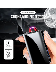 Encendedor Eléctrico Recargable SKRFIRE Negro - Plasma a Prueba de Viento 2