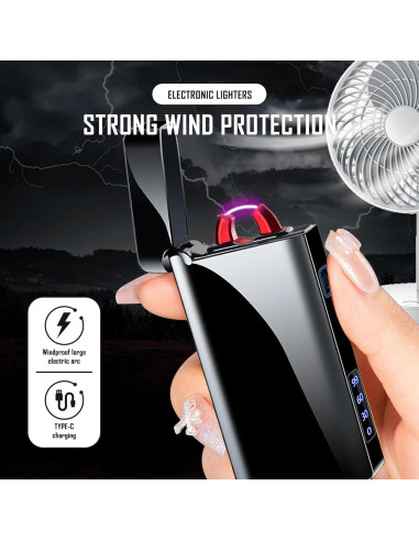 Encendedor Eléctrico Recargable SKRFIRE Negro - Plasma a Prueba de Viento