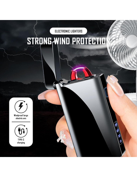 Encendedor Eléctrico Recargable SKRFIRE Negro - Plasma a Prueba de Viento Encendedor Eléctrico Recargable SKRFIRE Negro - Plasma a Prueba de Viento