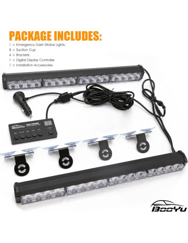 Barra de Luz LED de Emergencia BooYu 32 LEDs 64W Ámbar/Blanco