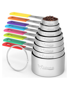 Conjunto de 8 Tazas Medidoras Wildone Acero Inoxidable Multicolor