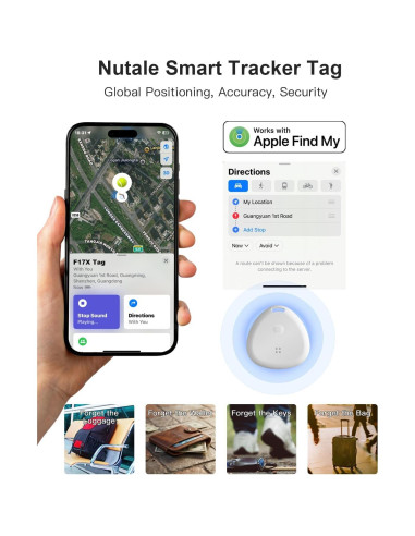 4 Localizadores de Llaves Bluetooth Nutale, Certificado Apple, 121.92m