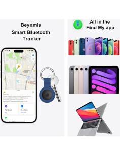 Localizador Bluetooth Beyamis Air Tag Negro con Fundas y Batería 2