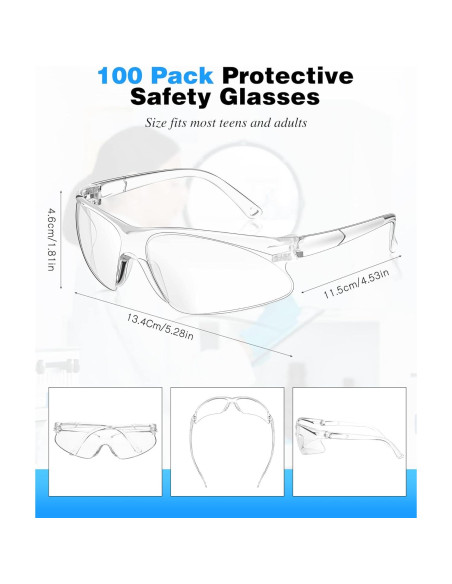 Xuhal 100 Pares Gafas de Seguridad Claras ANSI Z87.1 Xuhal 100 Pares Gafas de Seguridad Claras ANSI Z87.1