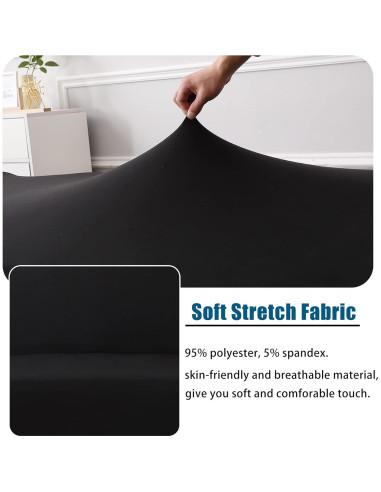 Funda de Futón WOMACO Negra para Sofá Cama 63-75 Pulgadas
