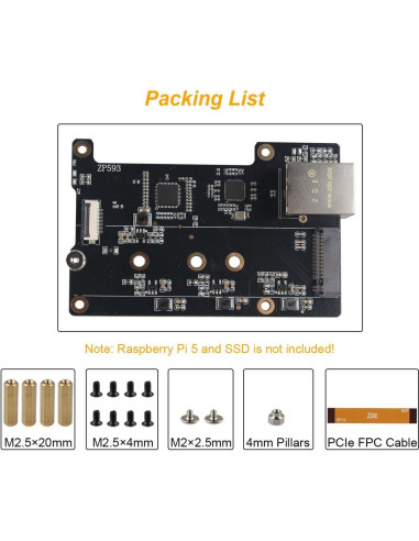 Adaptador ZDE ZP593 PCIe a Ethernet 2.5G para Raspberry Pi 5
