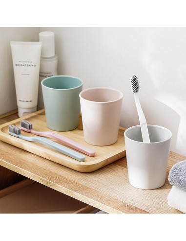 Juego de 2 Tazas para Cepillo de Dientes RabyLeo - 280ml Gris y Verde